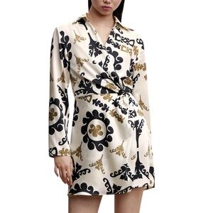 Mango Jerez Collared Faux Wrap Mini Dress